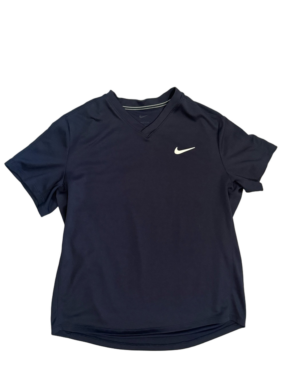 Nike Court Dri Fit Victory Tennis Top Navy Blue White Swoosh Medium